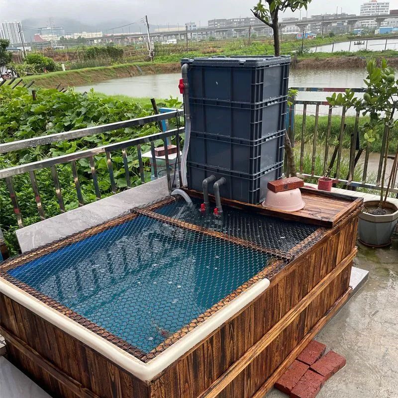 防腐木帆布鱼池实木养鱼水箱防水布阳台户外锦鲤地缸室外木箱水池
