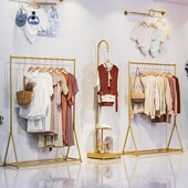 店货架童装 女装 店挂衣架 店衣架展示架金色陈列架落地式 铁当当服装