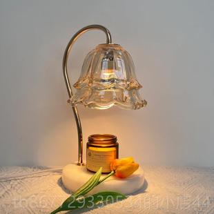 高档欧大式理石香熏蜡融灯卧室床头台灯高级感定眠时调光夜灯助融