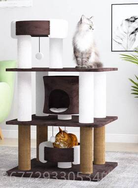 高档猫咪猫爬架墅猫窝猫树一体网猫抓爬柱剑麻别大型塔猫咪红架猫
