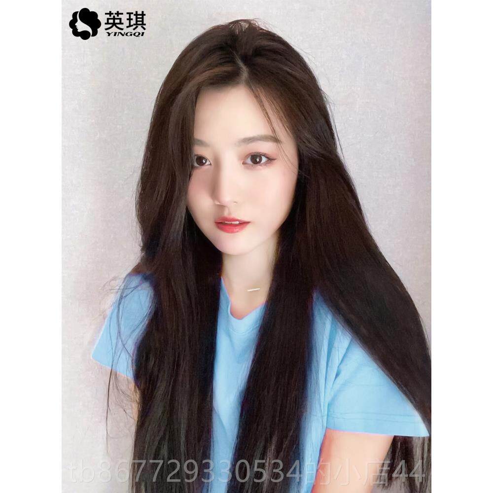 高档英琪假发女长递针蕾发丝轻无薄痕可扎真丸子头长直发全人发全