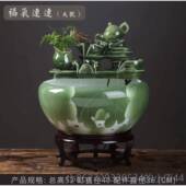 高档景德镇陶鱼缸柜摆式 金鱼缸落地鱼家用玄关客瓷厅养鱼盆缸办公