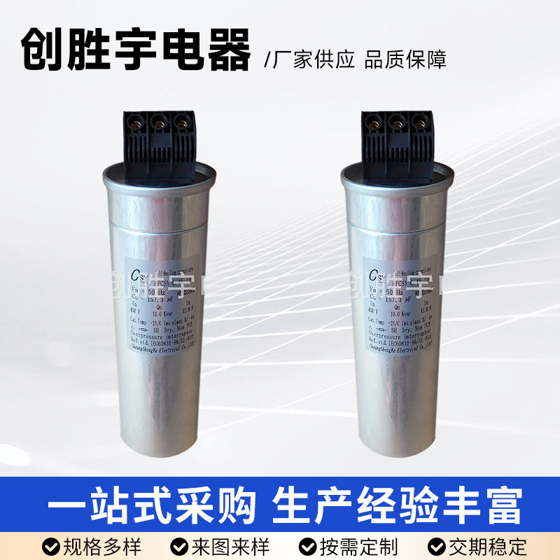 CSY0.45-10-3无功补偿电容器滤波电力电容器圆柱形铝壳电容器