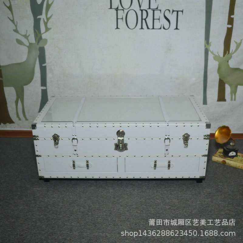 简约现代茶几电视柜组合美式复古乡村客厅小型做旧田园地柜储物柜