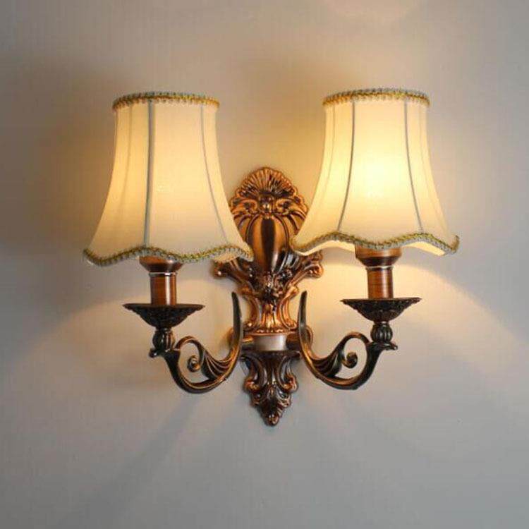 简约时尚布艺壁灯，卧室床头壁灯，客厅走廊LED欧式仿古壁灯