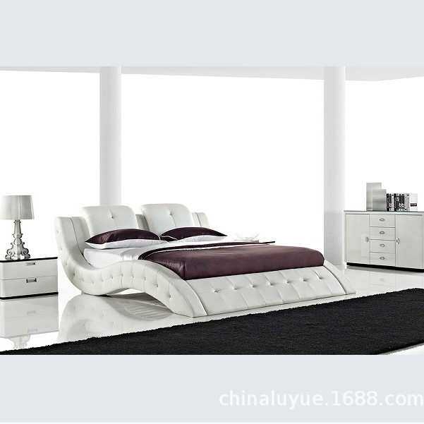 美式大气皮艺床现代简约床北欧主卧婚床欧式双人大床个性软床黑白