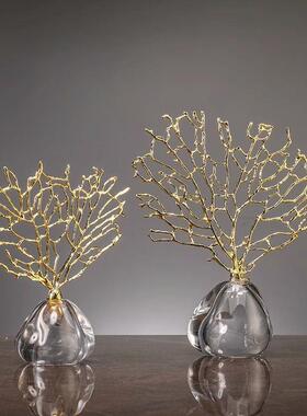 NRW财创意发树摆件轻奢高档大家理石约玄关电视柜招简财水晶居装