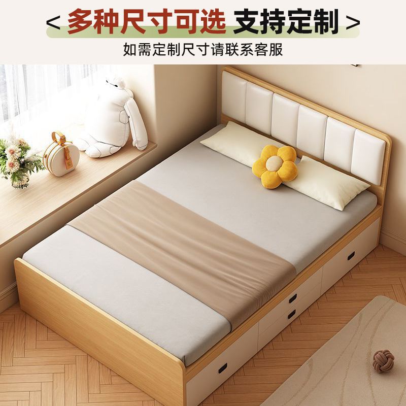 实木床榻榻米衣柜一体卧室床小户型省空间储物床带隔断床架飘窗床图片