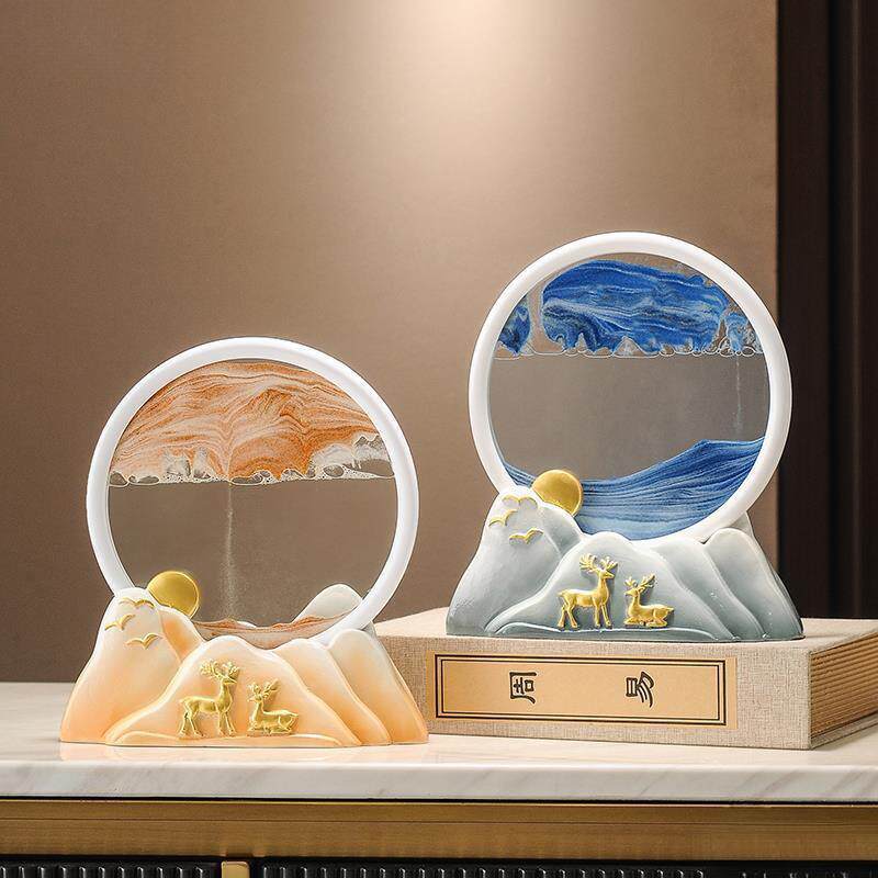 鹿流客沙画沙漏摆件办家居厅酒AL100553柜电视柜公室桌装饰莱品树