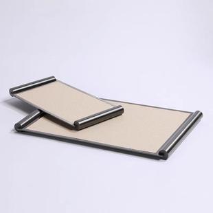 现代轻金属创意画卷托盘客厅几MHL收纳盘摆板件皮革茶置物盘奢样