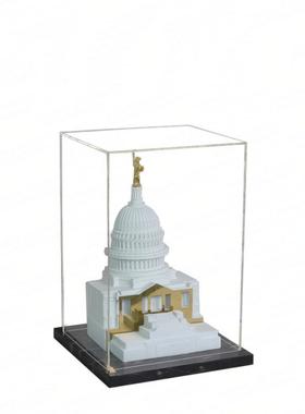 简约现代PZ638筑建摆大理石底座亚力克罩件雕塑浮雕样板房书房客