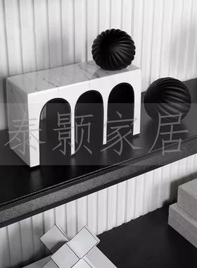 JJ黑灰棕现代简约样白板房书房摆书柜书桌客厅玄软装小关饰品件套