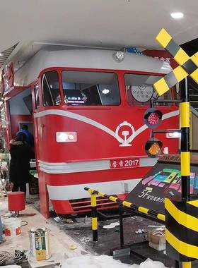 复古汽车车头摆件蒸做旧车模型老式蒸汽机户外YCJ0830-展件览摆美