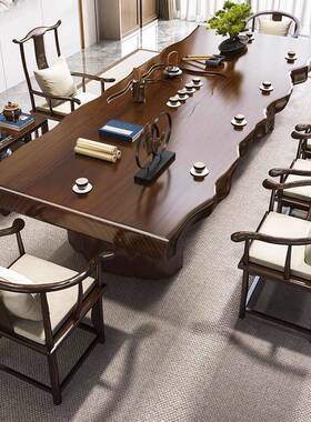 大办板公原木整板茶桌新中式泡实木泡茶台家用茶几室轻XNS奢风茶