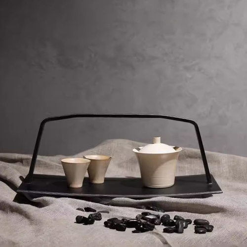 现代轻奢金属托盘茶几书桌摆件