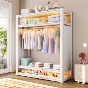 家用柜架货衣RKQ开放式挂衣架简组装带防尘帘衣帽架易子多层落地