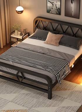 铁艺床家用NRY主卧1.8米双人单床简约现1代加厚加固出租房架.5人