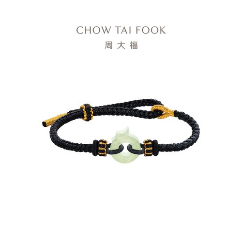 周大福和田玉龙黑金编绳手链