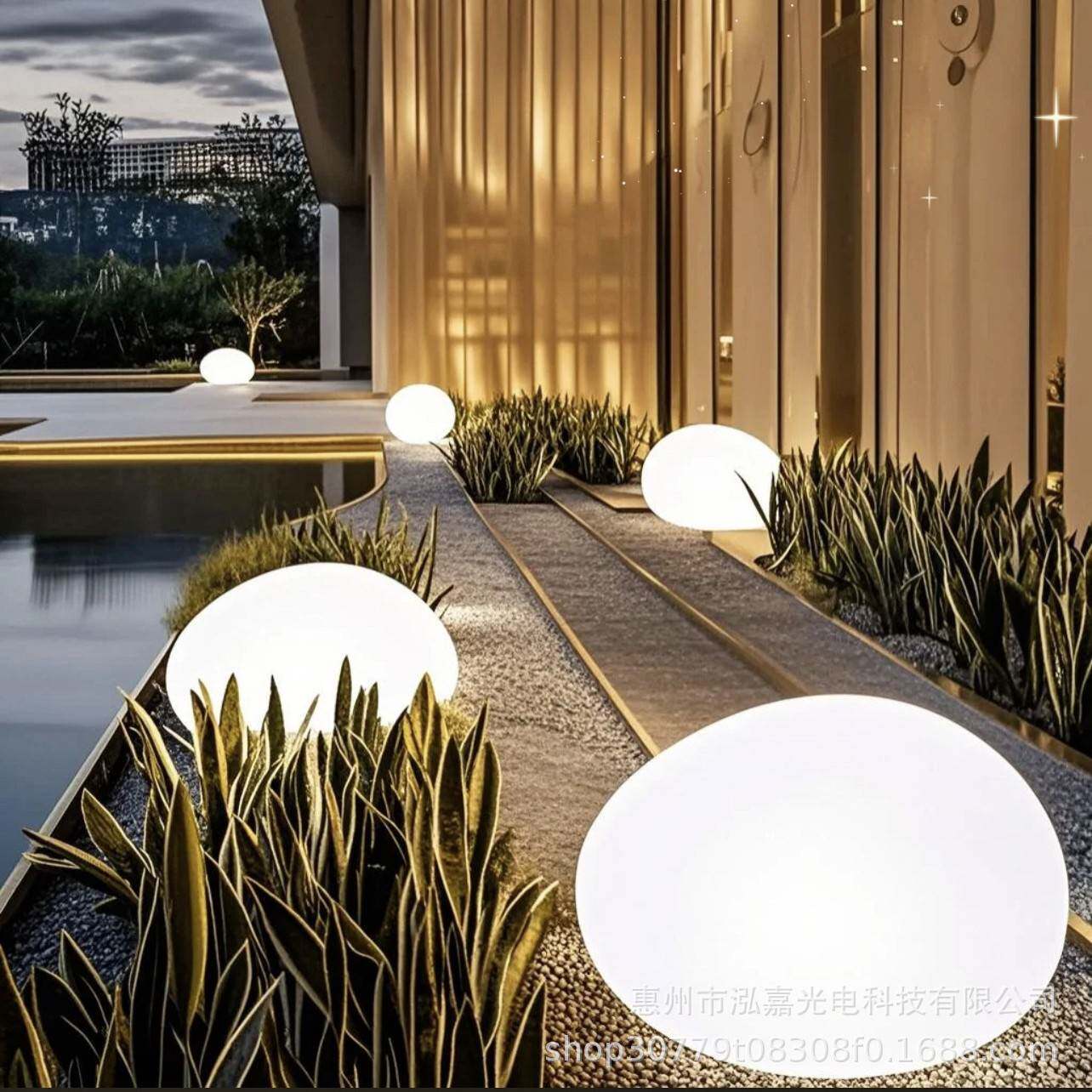 鹅户外太阳能石头灯墅庭院花园景观仿真卵灯石防水别装太阳能石饰