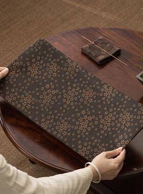 新中式禅意布小茶席香云布艺双面52432干席纱泡茶桌隔热防水中国