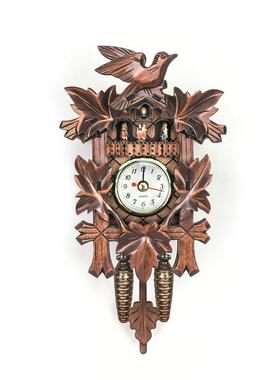 现货挂布谷鸟咕咕钟报zmFb6TZ7时闹钟北复古钟时欧木质客厅钟表电