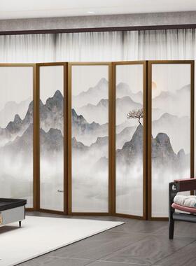 新中式户实木办折叠屏风隔断玄关SMZP-5店公室入遮挡茶室现代简约