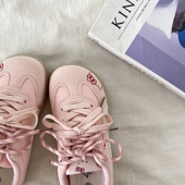 包邮 喜叔少女心粉色KT底鞋 小2025鞋 板训新疆 女学生猫德爆款 休闲款