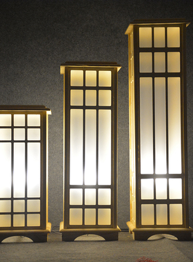 婚庆道具新中式宫灯原木路引梅花方柱婚礼舞台迎宾布置道具摆件