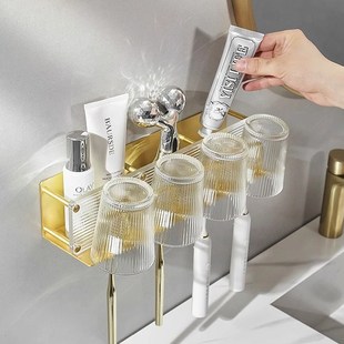 架子 电动牙刷置物架轻奢亚克力免打卫生间漱口杯牙膏收纳架壁挂式