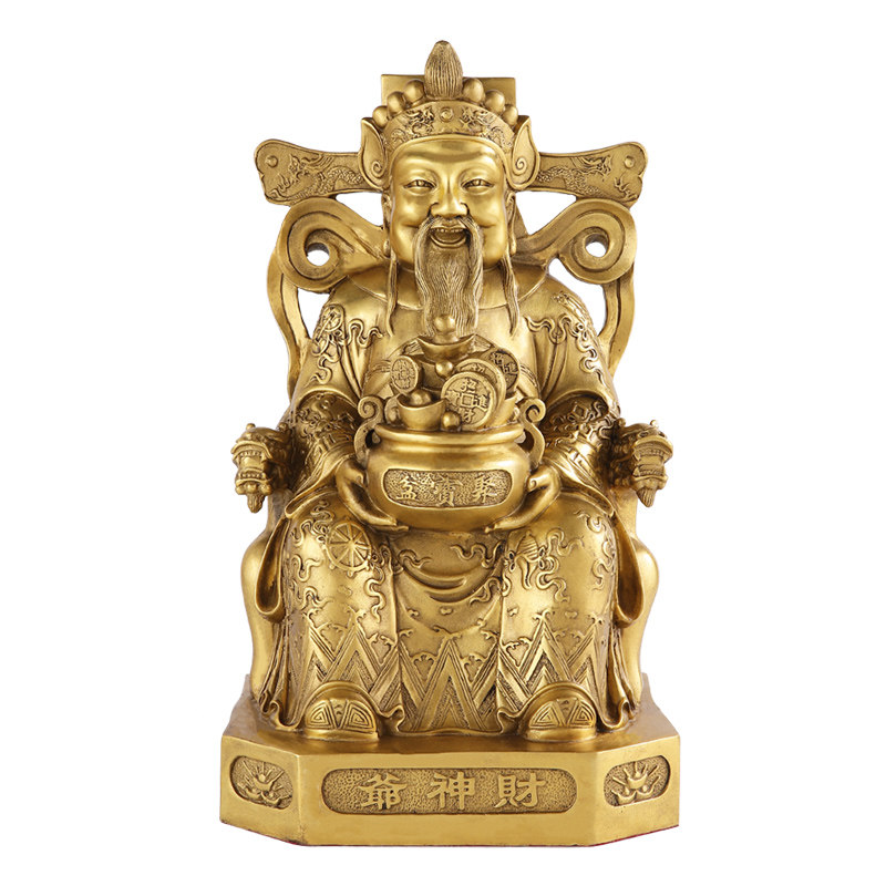 纯铜财神爷佛像招财家用供奉财神摆件店铺开业铜财神像文财神神像