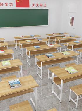 双层带抽课生桌补习班导单人双辅人三屉人位会议培24555训课桌学