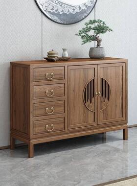 A10KLHL新中边式式边餐柜实木柜斗柜矮柜榆木胡桃木色储物柜简约