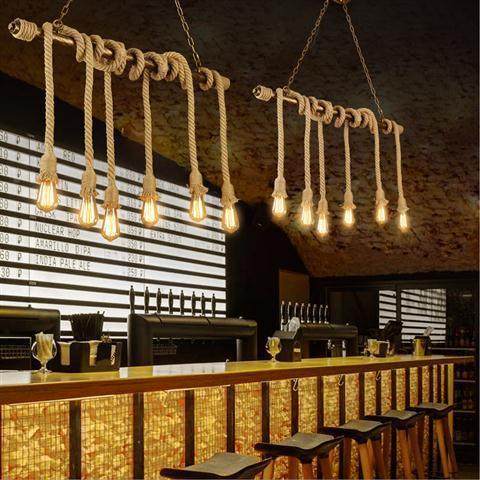 LFT酒吧吧网834服装O店橱窗咖台理发店怀旧工业风装饰麻绳水管吊,家装灯饰光源,智能吊灯,淘宝优惠券,粉丝福利购,淘宝优惠卷