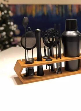 爆款新款调酒器套装21KM-TZS60件套搭配新式竹制底座
