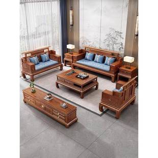 中式 用沙发客厅菠萝格仿古红 金花梨木两全实木整榫卯新CMX冬夏装