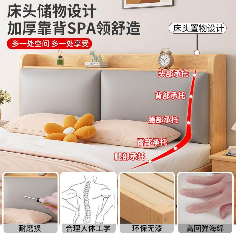 my木床现代简1约.实8双人床经济YHC型1.5米软包人床架出租单房用1