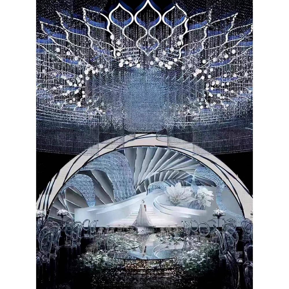 婚礼堂吊顶艺发光大型蜂窝道婚具放射莲灯庆F779H9S6酒店花铁舞台