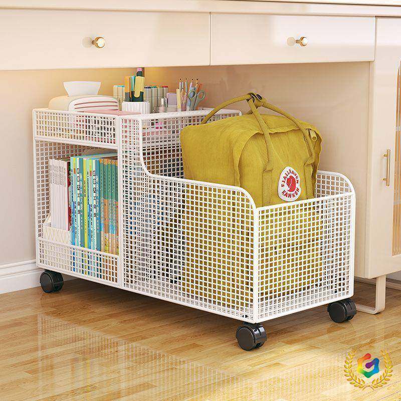 ?书桌下包架可收移动置物筐书架带轮小车家F$px}^l$用推书桌书本,收纳整理,书桌收纳置物架,淘宝优惠券,粉丝福利购,淘宝优惠卷
