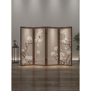 新中式入户屏风隔墙客厅办公卧室遮挡家移动折艺zp1断叠用布玄关