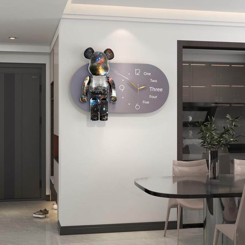 网红餐表厅钟挂钟客PMA厅202新款现代简约免创意静音打孔装饰石3