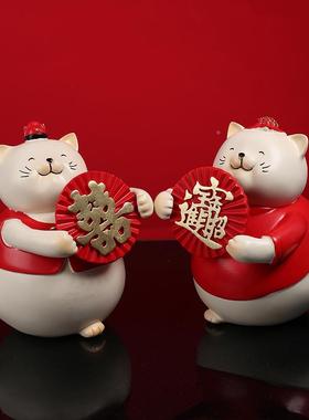 喜摆庆猫件客厅装饰品闺订新婚other婚结婚送新娘蜜姐妹送极凯