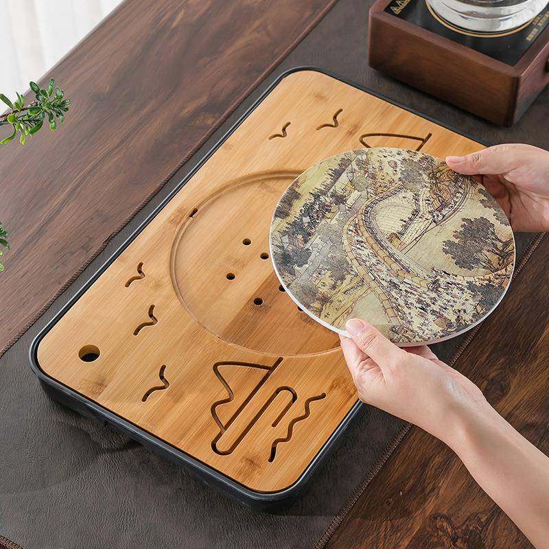 高端国水料潮速干吸茶盘家用店密胺酒塑竹制ali-scsc干泡茶台托盘