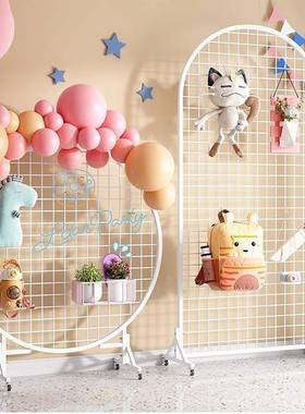 铁儿艺圆格折叠展示架网幼园美工区作品书法画展形立85777式移动