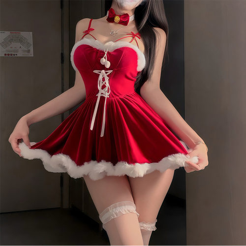圣诞节服装女约会战袍性感吊带