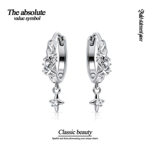 S925纯银养耳洞锆石耳环女生小众设计高级感御姐圈圈耳饰睡觉免摘