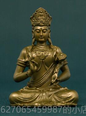 正品简普修行文殊贤像普贤菩萨摆件黄像雕像铜随身佛佛生肖属兔本