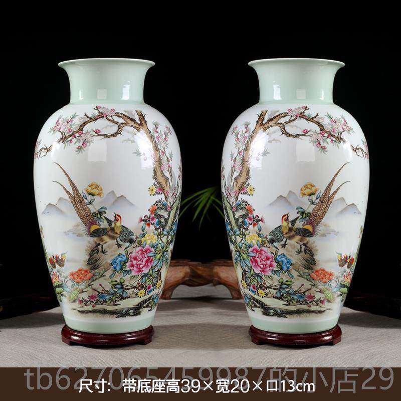 高档锦上添瓶花对瓶景德镇陶品瓷器花新中式客厅摆件家居装饰视电