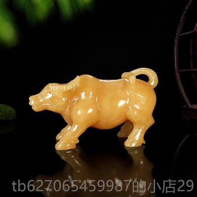 正品天关然米黄居玉十二生肖摆件工艺品家牛客厅玄办公室桌面玉雕