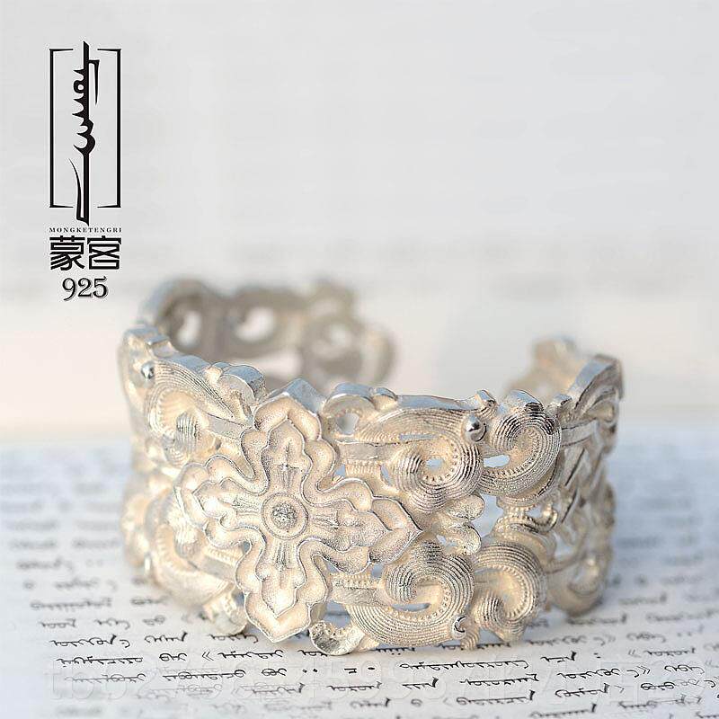 高档银手镯手工纯银个性男妈镯民族风女款情人节礼物送女友送妈子