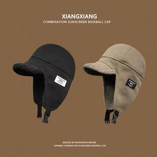 帽子女保外暖户骑车锋防寒护款耳雷XX4783帽冬季加绒加厚鸭舌飞行